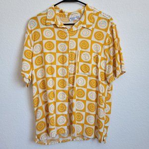 Mighty Fine Yellow and White Sunshine Button Up Shirt